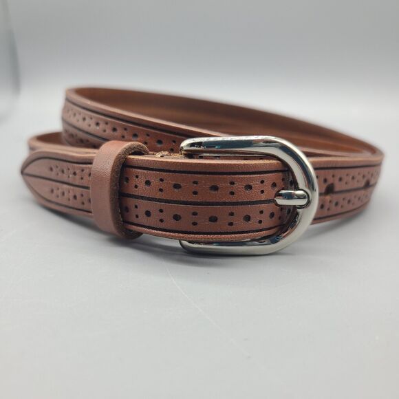 Isabel Marant belt brown Leather perforated silver Buckle sz S Small Italy
